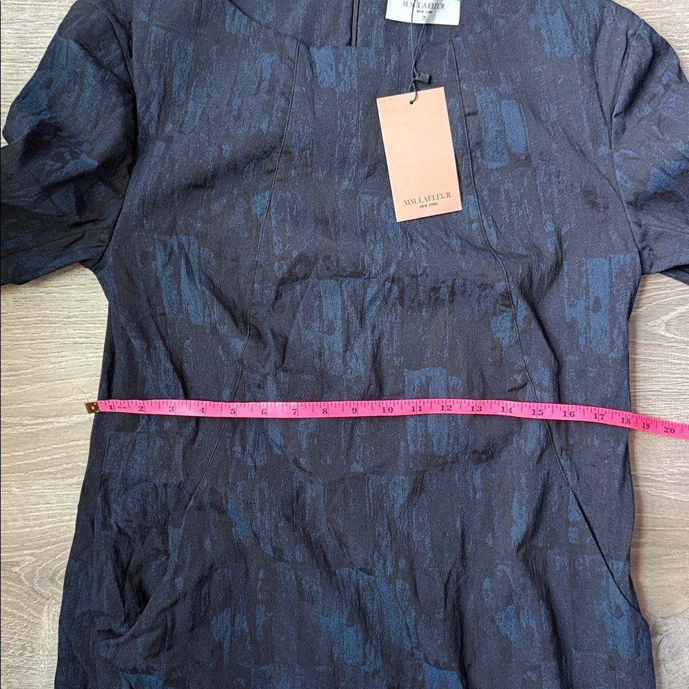 NEW M.M.LaFleur Etsuko brushed jacquard blue/black dress 14 - Picture 10 of 11